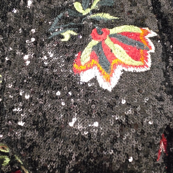 Anthropologie black sequin rose skirt - Picture 3 of 4